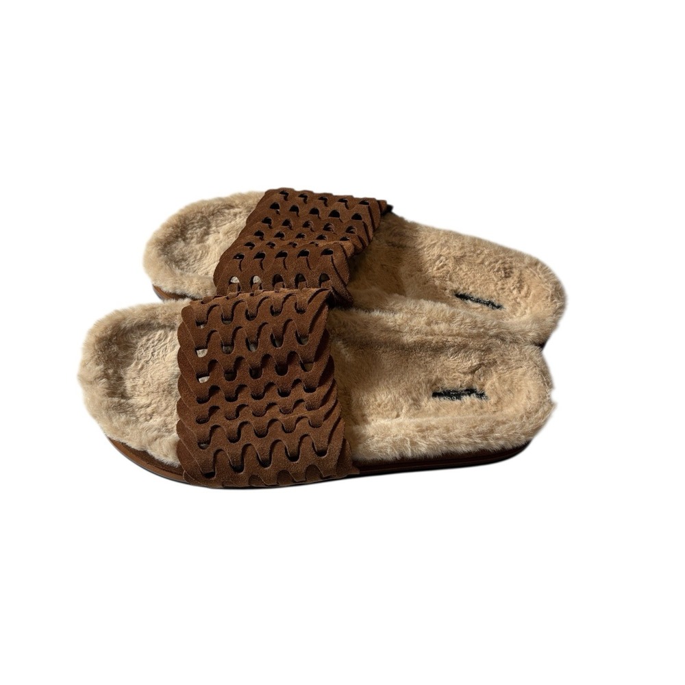 RAG & BONE Suede‎ Bailey Faux Shearling Lined Slippers Slides - Picture 2 of 7